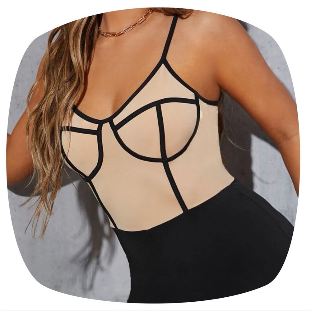 Contrast Two Tone Bustier Jumpsuit